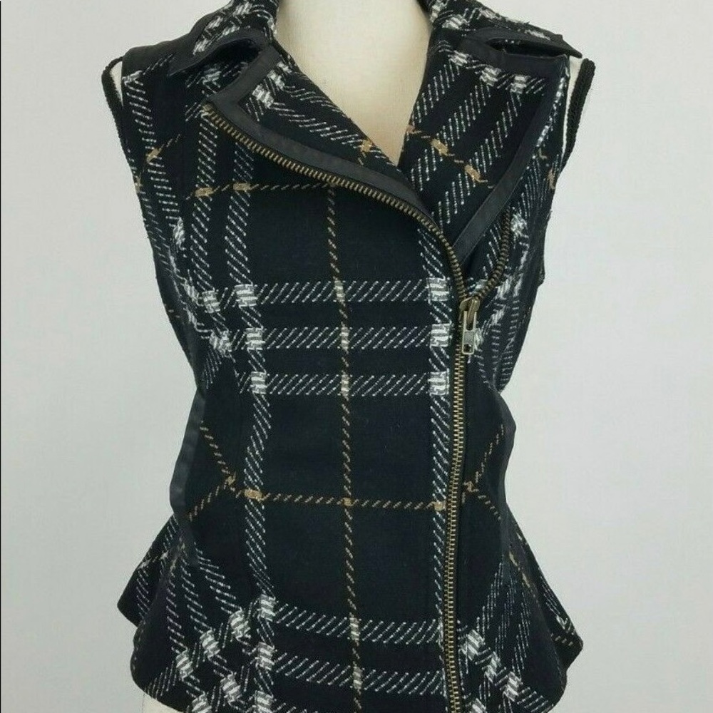 CAbi Moto Grid Vest Black Tan Plaid #517 *No Belt*